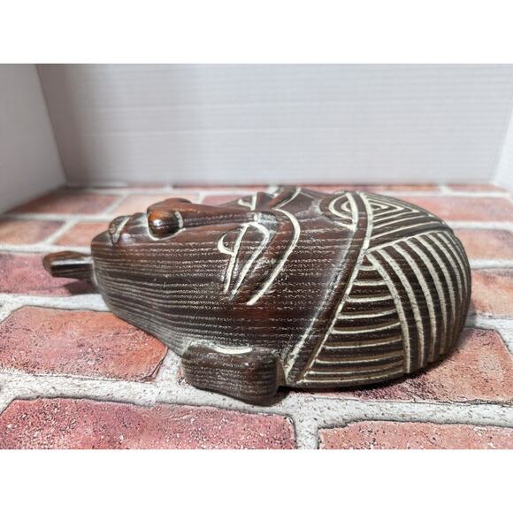 Vintage Hand Carved Wooden Wood Tribal Mask Hanging Wall Decor 10.5 in x 6 in - Picture 4 of 8